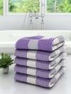 Athom Trendz 100% Premium Cotton Lightweight Quick-Dry & High Absorbant Bath Towel, Pin Stripes Purple -75x150 Cm (Pack Of 5) ATZ-BT-S-C5