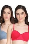 Liigne Women Half Cup Padded Bra (Pack Of 2) - Made of Pure Cotton Full Coverage Non Wired Pushup Soft Cup for T-Shirt Saree Dress Sports Garment for Daily Use Everyday