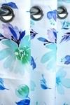Parda Online Blue, White Polyester Printed Eyelet Floral Window and Door Long Curtain 9ft, (Pack of 2)