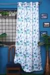 Parda Online Blue, White Polyester Printed Eyelet Floral Window and Door Long Curtain 9ft, (Pack of 2)