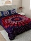 UniqChoice Purple Color 100% Cotton Badmeri Printed King Size Bedsheet With 2 Pillow Cover(D-1007NPurple)