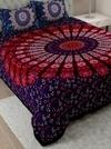 UniqChoice Purple Color 100% Cotton Badmeri Printed King Size Bedsheet With 2 Pillow Cover(D-1007NPurple)