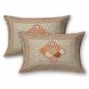 UniqChoice 100% Cotton Beige Color Printed Traditional Double Bedsheet With 2 Pillow Cover(229_Beige_89)