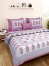 UniqChoice Pink Color 100% Cotton Jaipuri Traditonal Double BedSheet With 2 Pillow Cover(buta)