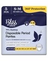 BLISSNATURAL Super Absorbent Disposable Period Panties for Women S-M | Waist Size 24"-40" (Pack of 5) Pull-Up Pant with Extra Comfort