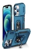 SHIELDTECH Back Cover Case Compatible for Apple iPhone 15 Pro Max with Slide Camera Cover & Rotated Ring Stand | Military Grade Mobile Phone Cover Case for Apple iPhone 15 Pro Max (Blue)