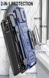 SHIELDTECH Polycarbonate Back Cover Case Compatible for Apple iPhone 15 with Slide Camera Cover & Rotated Ring Kickstand | Military Grade Mobile Phone Cover Case for Apple iPhone 15 (Blue)
