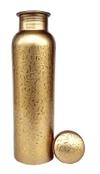 Rastogi Handicrafts Golden Print Copper Water Bottle 950 ml