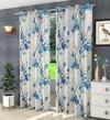 ADIMANAV 213.36 cm (7 ft) Door Polyester Semi Transparent Curtains Floral Aqua Blue Design 2 pack