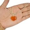 Carnelian Natural Healing Stone Pendant Small Heart Shape Crystal Stone Pendant/Locket with Metal Chain