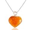 Carnelian Natural Healing Stone Pendant Small Heart Shape Crystal Stone Pendant/Locket with Metal Chain