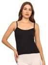TIZEE Slips Camisole for Women - Soft, Breathable, and Lightweight Cotton Fabric for Stylish, Comfort | Lilly Spaghetti | Perfect for Everyday Wear, Layering, or Sleepwear-L_Black