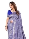 Sidhidata Women's Banarasi Jacquard Silk Saree With Unstitched Blouse Piece (Silk Kasturi) Royal Blue