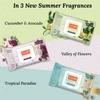 Tulips Refreshing Wet Wipes, Cucumber & Avocado, made with PLANT based fibre, LID Pack (Pack of 3, 30 wipes each)