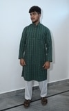 SAFAWY Men's Khadi Kurta Set Green