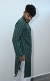 SAFAWY Men's Khadi Kurta Set Green