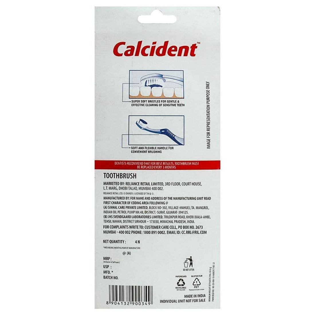 Calcident Sensitive Super Soft Toothbrush (Pack Of 4)