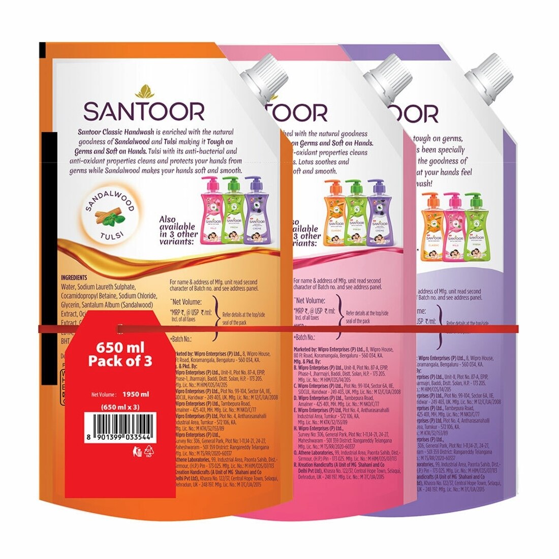 Santoor Multi Variant Handwash 650Ml*3