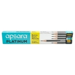 Apsara Platinum Extra Dark Pencil with One Eraser and Sharpener (Pack of 10) 2
