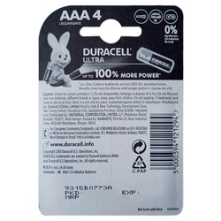Duracell Ultra AAA Alkaline Batteries 1.5 V (Pack of 4) 2