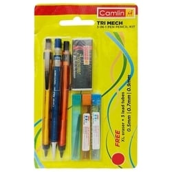 Camlin Tri Mech 3-in-1 Pen Pencil Kit with Free Lead tubes + XL Eraser