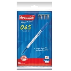 Reynolds 045 Fine Carbure 0.7 mm Blue Ball Pen (Pack of 10)