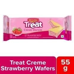 Britannia Treat Strawberry Creme Wafers Biscuits 55 g 2