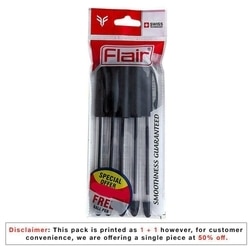 Flair Hotline Swiss Technology Black Ink Ball Pen - Pack of 5 (Buy 1 @50%)