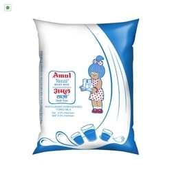 Amul Taaza Toned Milk 1 L (Pouch)