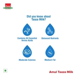 Amul Taaza Toned Milk 1 L (Pouch) 8