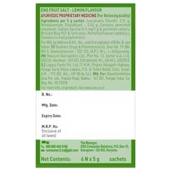Eno Lemon Flavour Fruit Salt 5 g (Pack of 6) 6