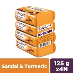 Santoor Sandal & Turmeric Soap 125 g (Pack of 4)
