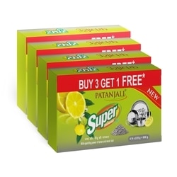 Patanjali Lemon and Wood Ash Super Dishwash Bar 225 g (Pack of 4)
