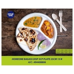 Home One Bagasse Disp 3 Compartment Plate Pack of 15 5