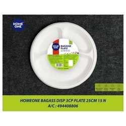 Home One Bagasse Disp 3 Compartment Plate Pack of 15 6
