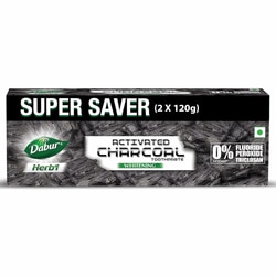 Dabur Herbal Whitening Activated Charcoal Toothpaste 120 g (Pack of 2)