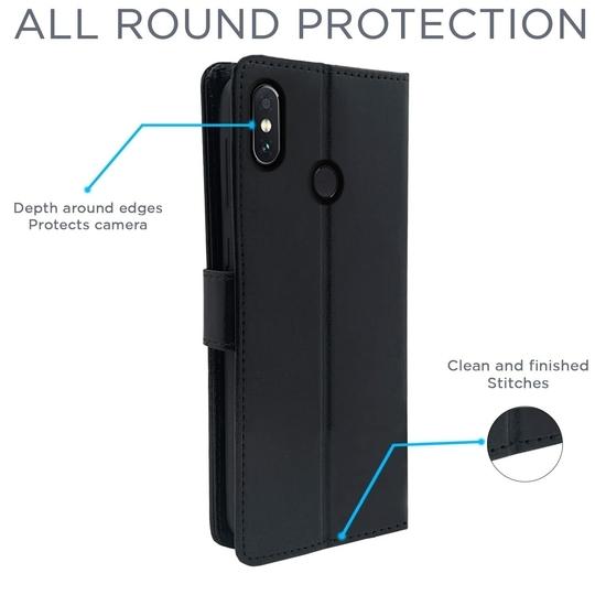 Altamont Mi Redmi Note 5 Pro Flip Case | Vintage Leather Finish | Inside TPU with Card Pockets | Wallet Stand | Magnetic Closing | Flip Cover for Mi Redmi Note 5 Pro (Black)