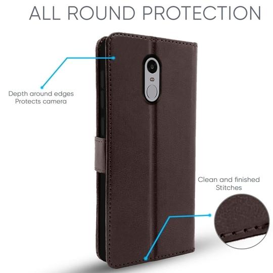 Altamont Mi Redmi Note 4 Flip Case | Vintage Leather Finish | Inside TPU with Card Pockets | Wallet Stand | Magnetic Closing | Flip Cover for Mi Redmi Note 4 (Coffee)