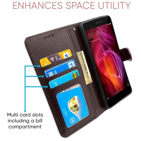 Altamont Mi Redmi Note 4 Flip Case | Vintage Leather Finish | Inside TPU with Card Pockets | Wallet Stand | Magnetic Closing | Flip Cover for Mi Redmi Note 4 (Coffee)