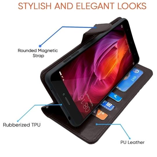 Altamont Mi Redmi Note 4 Flip Case | Vintage Leather Finish | Inside TPU with Card Pockets | Wallet Stand | Magnetic Closing | Flip Cover for Mi Redmi Note 4 (Coffee)