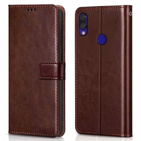 Altamont Flip Cover Leather Finish | Inside TPU with Card Pockets | Wallet Stand and Shock Proof | Complete Protection Flip Case for Redmi Note 7 Pro/Note 7 / Note 7s (Coffee)