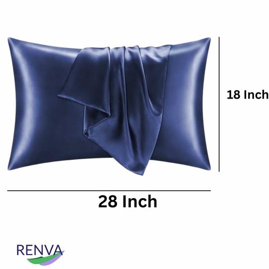 HIMS Set of 2 Satin Silk Pillowcase for Hair and Skin Standard Size 18"X 28" with Soft Breathable Smooth Cooling Pillow Covers for Sleeping (2, Blue)