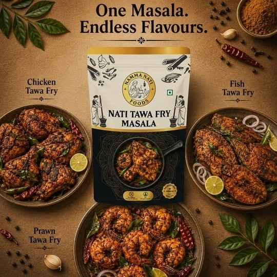 NAMMA NATI FOODS Tawa Fry Masala | Authentic South Indian Spice Blend | Rich Aroma & Bold Flavor | Premium Quality Masala | 75g
