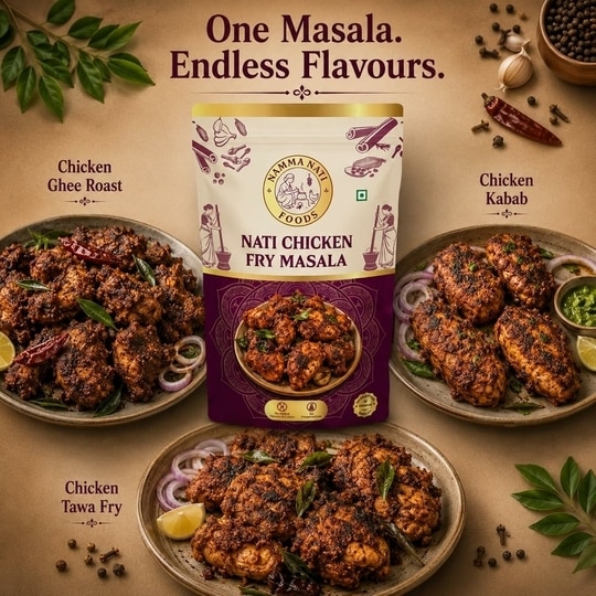 NAMMA NATI FOODS Fry Masala | Authentic South Indian Spice Blend for Crispy & Spicy Veg Recipes | Rich Aroma & Bold Flavor | Premium Quality Masala | 75g