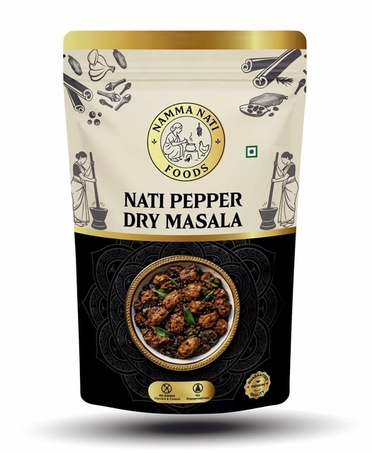 NAMMA NATI FOODS Peppery Dry Masala | Authentic South Indian Black Pepper Spice Blend for Dry & Roasted Veg Recipes | Bold Pepper Flavor | Premium Quality Masala | 75g