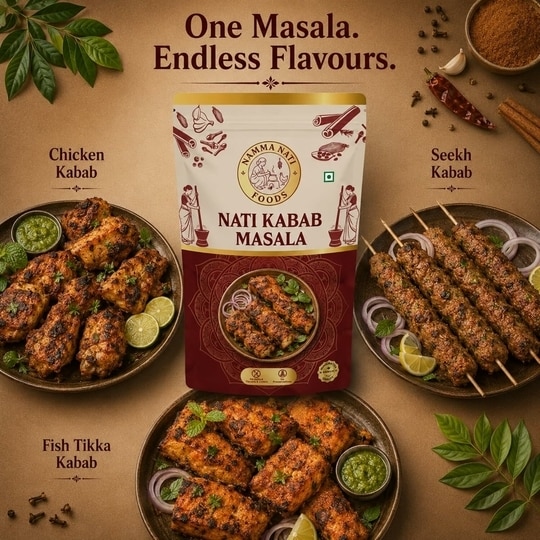 NAMMA NATI FOODS Kabab Masala | Authentic Indian Spice Blend for Veg Kababs & Snacks | Rich Aroma & Bold Flavor | Premium Quality Masala | 75g