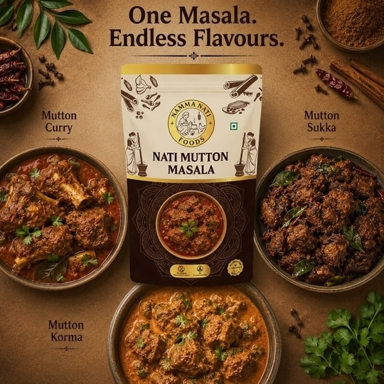 NAMMA NATI FOODS Mutton Style Masala | Authentic South Indian Spice Blend for Vegetarian Curry Recipes | Rich, Aromatic & Flavorful | Premium Quality Masala | 75g