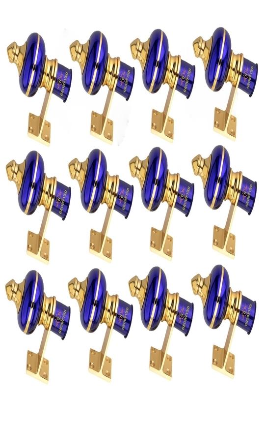 Growfynd Raj Mandir Curtain Bracket, Parda Holder Aluminium with Support 1 Inch Rod Pocket Finials Door and Window Rod Support for Window & Door Curtain Fitting, Rod Pocket Style (Pack of 6 Pair, Blue)