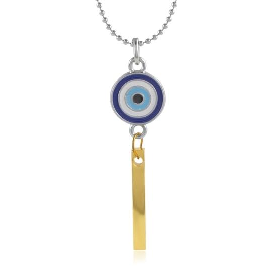 Memoir  Bass Gold bar evil eye pendant