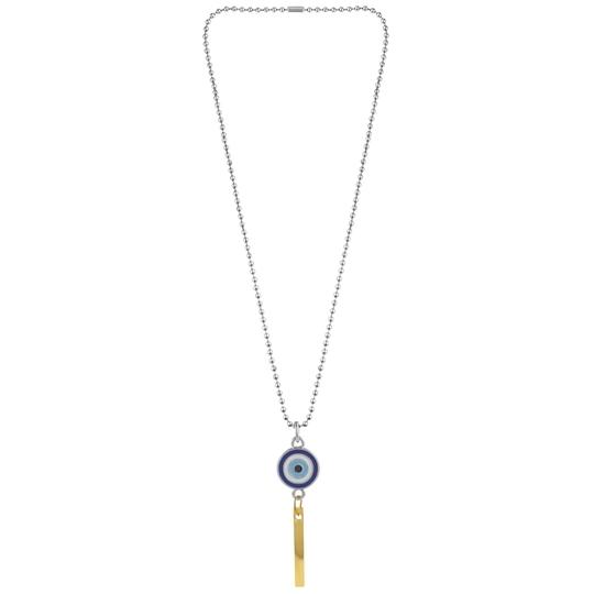 Memoir  Bass Gold bar evil eye pendant